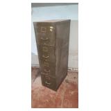 Antique 4 drawer metal file cabinet