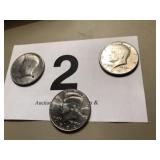 3 KENNEDY HALF DOLLARS 1971, 77, 94