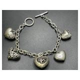 7in. Sterling Silver Heart Bracelet 31.40 Grams