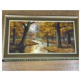 Autumn Scene Framed Oil Painting on Canvas Signed