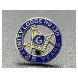 Sterling Silver 25yrs. Lodge No.130  1.06Grams