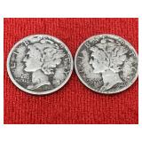 1936 & 1944-D Mercury Silver Dimes