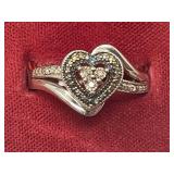 Sz.7 925 Sterling Silver Heart Ring 4.14 Grams
