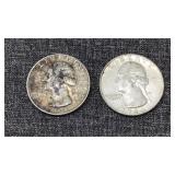1- 1964 & 1-1964-D Silver Quarters