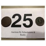 1869 2 CENT PIECE & A 5 CENT PIECE