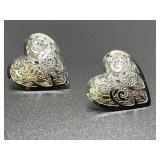 Sterling Silver Heart Pierced Earrings 2.07 Grams