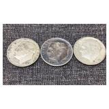 1954-D, 1957, 1959-D Eisenhower Silver Dimes