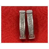 10k. White Gold & Diamond Accent Pierced Earrings