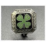Sterling Silver 4-H Pin 2.16 Grams