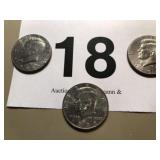 3 KENNEDY HALF DOLLARS 1988, 92, 98