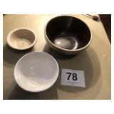 2 STONEWARE BOWLS (8 1/4" MACOMB, CRACK)