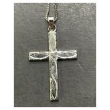19in. Sterling Silver Necklace & Cross Pendant