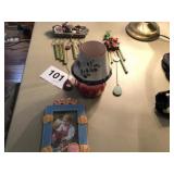 2 WIND CHIMES, FRAME & CANDLE