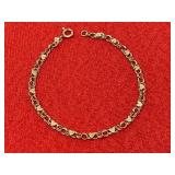 6in. 14k. Yellow Gold Heart Bracelet 1.67 Grams