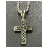 16in. Sterling Silver Necklace With Cross Pendant