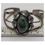 Turquoise Sterling Silver Cuff Bracelet Signed JLC