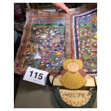 2 MEXICAN PAINTING ON LEATHER & WOOD