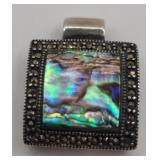 Sterling Silver Abalone Marcasite Pendant