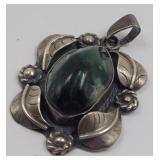 Sterling Silver Green Turquoise Pendant