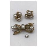 Vintage Miriam Haskell Earrings & Brooch