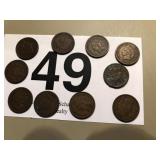 10) INDIAN HEAD PENNIES