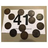 12) INDIAN HEAD PENNIES