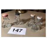 4 GLASS SCOTTIE DOG CANDY HOLDERS