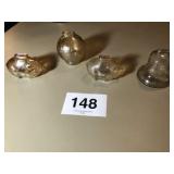 3 CARNIVAL GLASS & 1 CLEAR GLASS BANKS