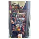 Shelf of Hardware , WD-40, Antifreeze, Funnels,