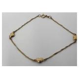 7in. 14k. Yellow Gold Heart Bracelet. 96 Grams