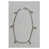9in. 925 Sterling Silver Bracelet with bells 7.94