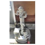 Boy Pumping Water Fountain, bucket cracked