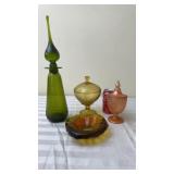 Vintage Colored Glass , Carnival Dish, Ashtray