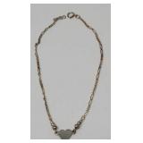 9in. Sterling Silver Heart Ankle Bracelet 1.65