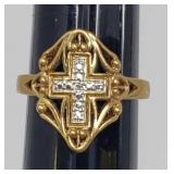 Sz.10 Sterling silver Cross Ring 5.50 Grams