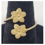 Adjustable 14k. Yellow Gold Flower Ring .83 Grams