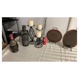 Wine Holder, Candles w Stand, Decor on Stands
