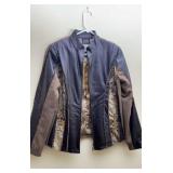 Leather Trim Print Jacket Medium