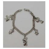 7in. 925 Sterling Silver Italy Snoopy Bracelet