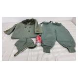 Vintage Toddler Snow Outfit, Coat , Bibs, Hat