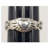 Adjustable Sterling Silver Heart Ring 1.87 Grams