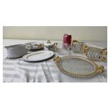 Clear Cut Glass Gold Trim