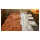 1 Pair Burnt Orange Insulated Curtains , 6 Lace