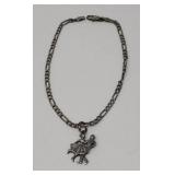 9in. Sterling Silver Bracelet & Dancers Pendant