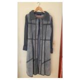 Top Skin Suede Leather Gray Coat , Medium