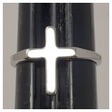 Sz.6 Sterling Silver Cross Ring 1.41 Grams