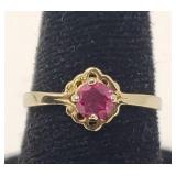 Sz.3.5 10k. Yellow Gold & Ruby Ring .83 Grams