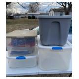 Storage Totes x4 w Christmas Boxes