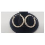 14.k White Gold Israel Hoop Earrings 1.75 Grams