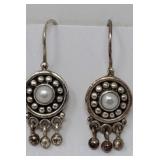 India Sterling silver & Pearl Pierced Earrings